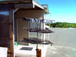 角島灯台　駐車場　魚　干物
